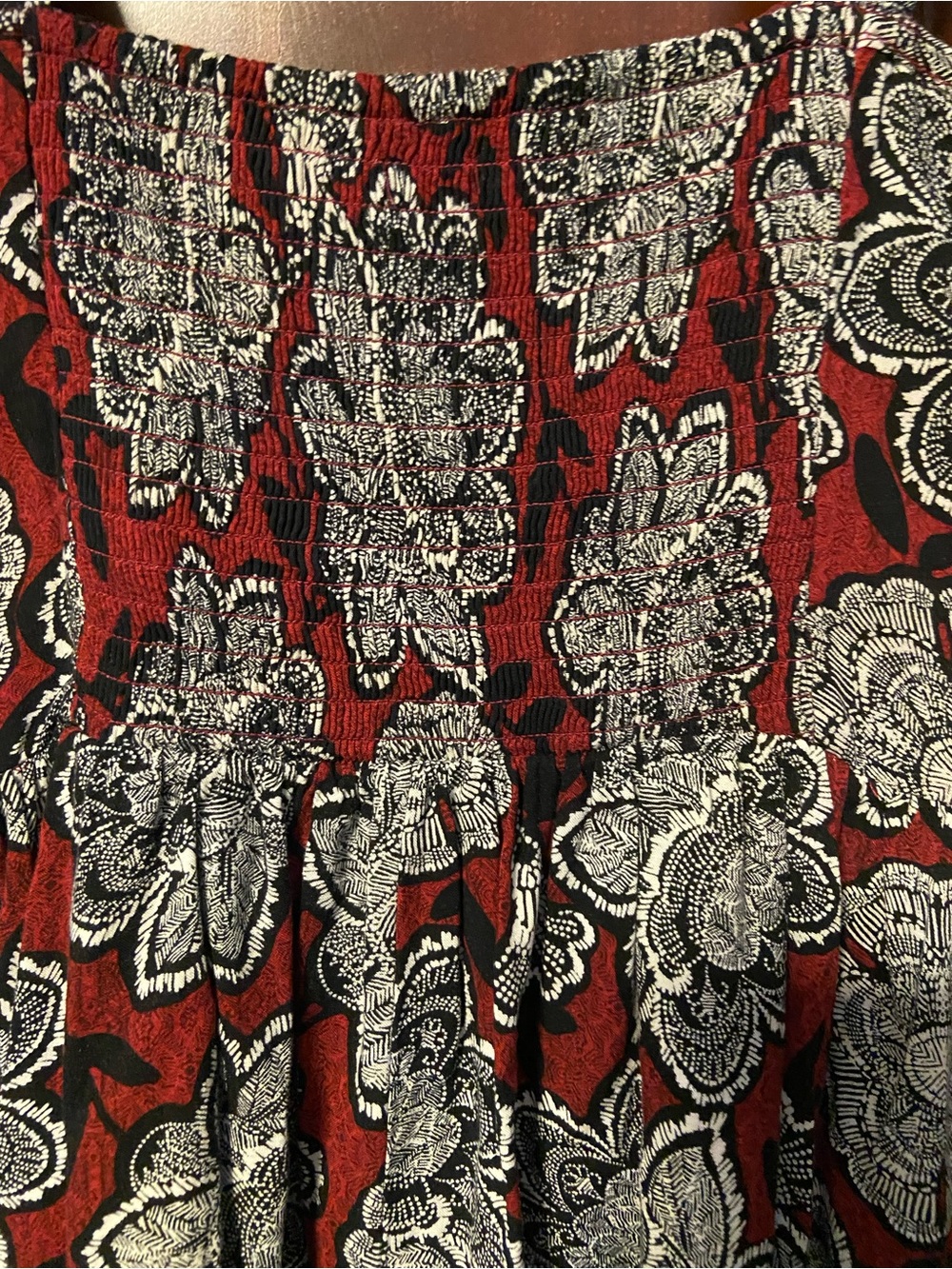 Red Floral Mini Sundress Smocked Back | Size L - Forever 21 - Picture 7 of 9